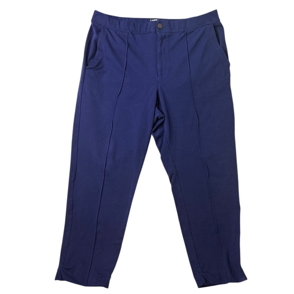 Lands End Pleaded Dress Pants Casual Knit Navy Starfish Straight Leg XL Tall 18